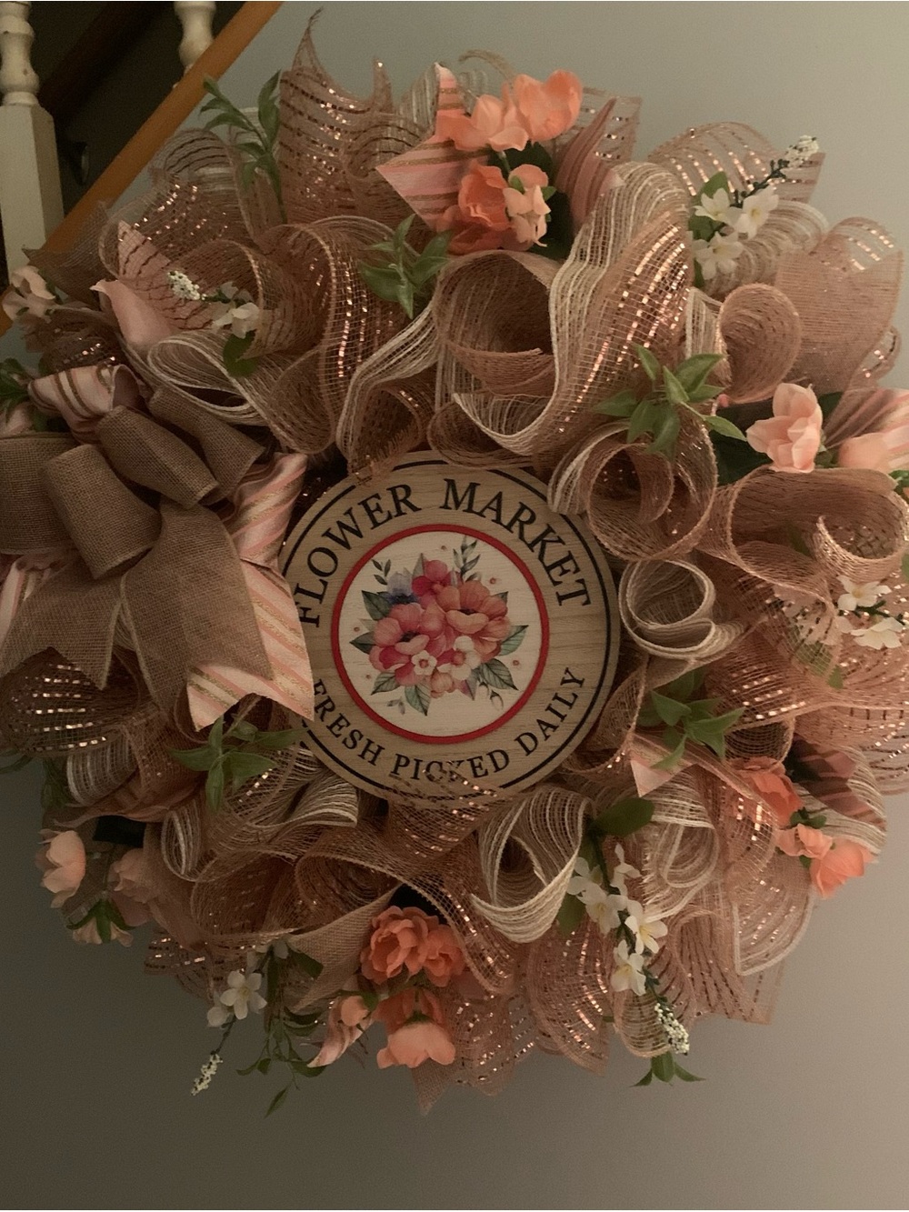 Flower Market Peach Decorative Wreath by